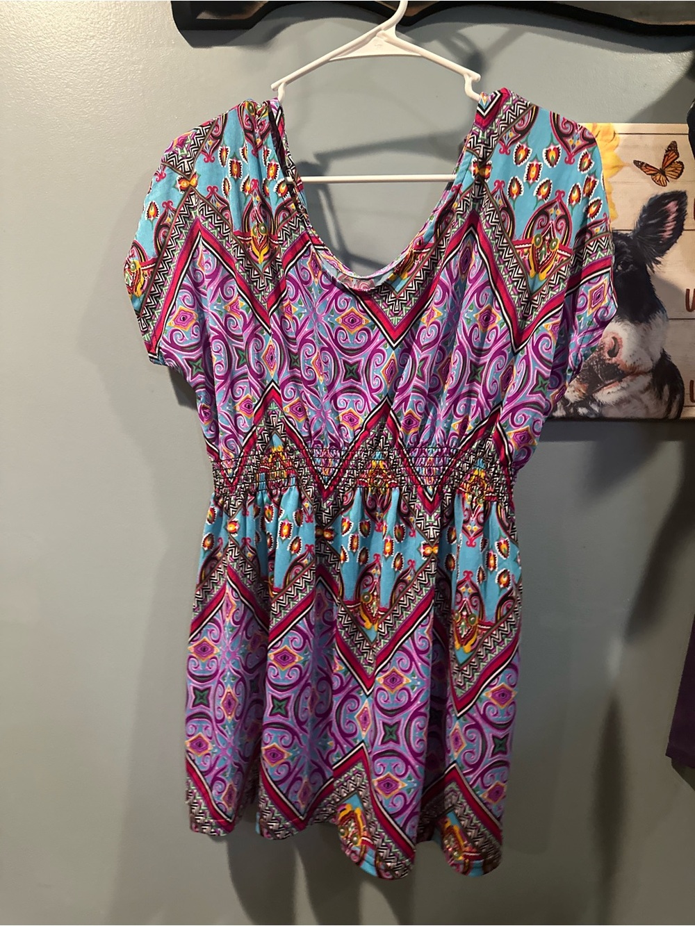 Vibrant Purple & Turquoise Printed Blouse